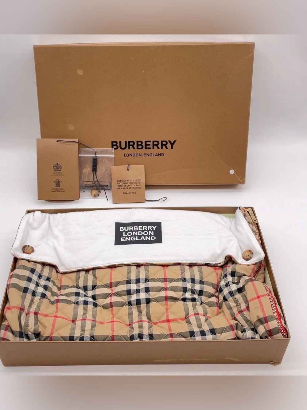 Burberry Kids Beige Plaid NOVA CHECK BABY BUNTING bag sleep snuggle 6-9m - Picture 13 of 14